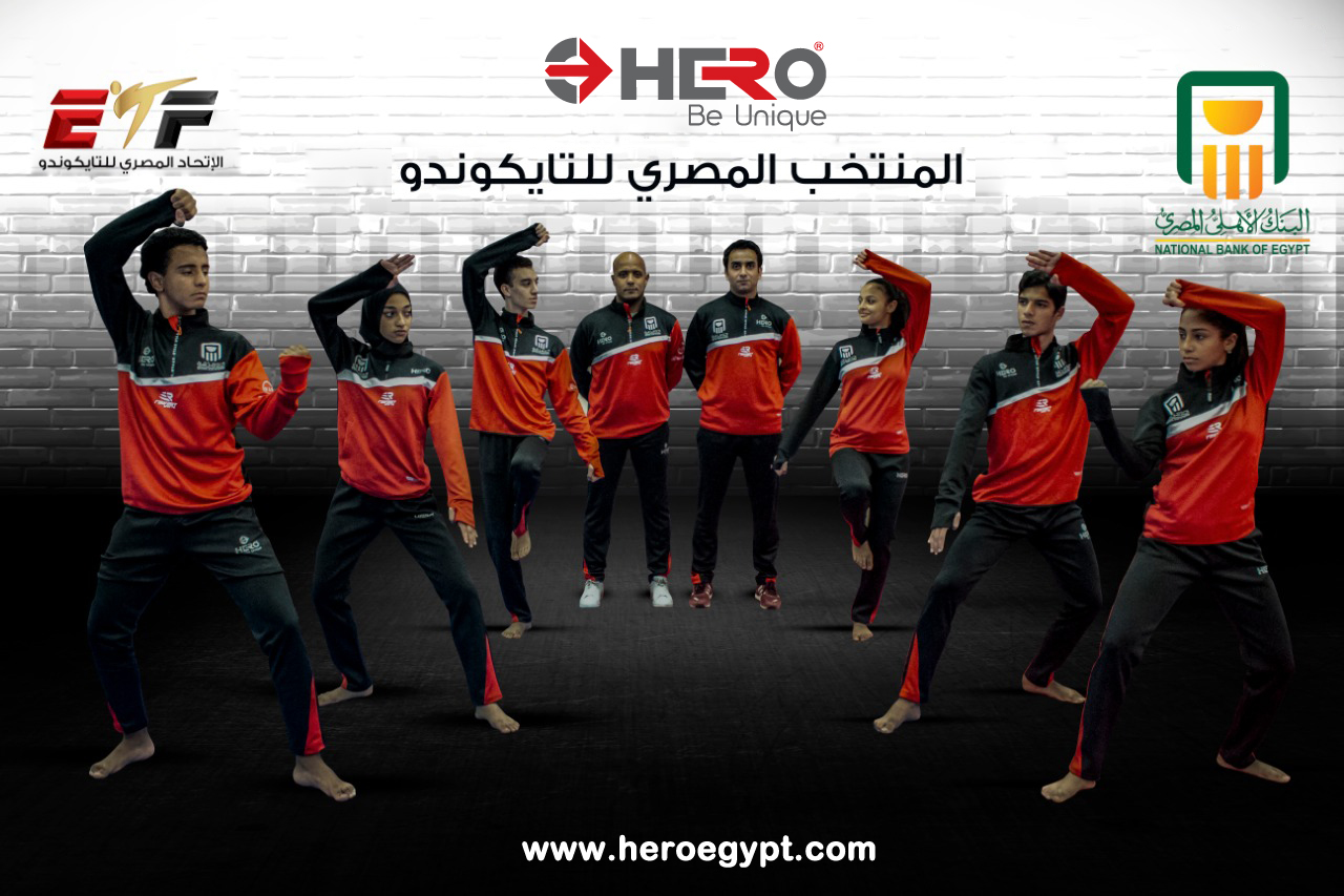 The Egyptian national team in the World Taekwondo Championships sponsored by Hero